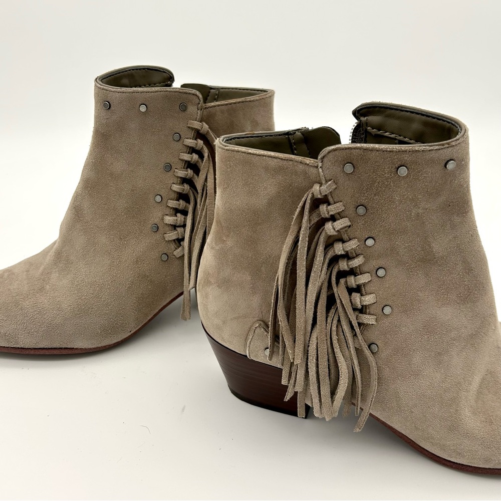 Sam Edelman - Women's Studded Fringe Suede Ankle Boots/ Thick Heels/ Bootie - Picture 3 of 16